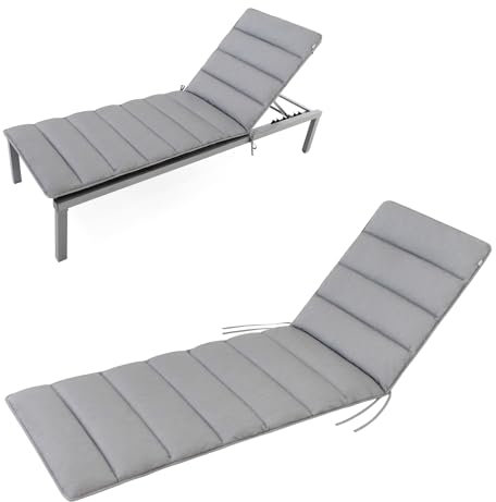 HAVE A SEAT Living - Auflage Gartenliege Flair | 190x60 cm - Weiche Universal Sonnenliege Auflage Dünn - Komfortabel, Wetterfest, Waschbar bis 95° C - Made in Germany (190x60 cm, Hellgrau)