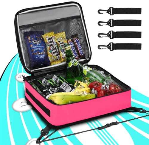 Paddle Board Sac isotherme étanche pour planche de surf Sup Deck - Isolé et anti-fuite - 10 canettes - Sac d'accessoires pour planche de stand up paddle et kayak (rose)