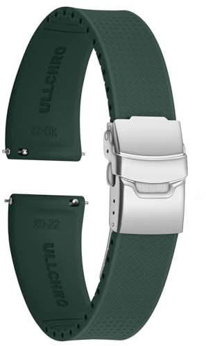 ULLCHRO Uhrenarmband 20mm 22mm Wasserdicht, Weiches FKM Armband für Herren, Kautschuk Sportband aus Gummi, Uhrband