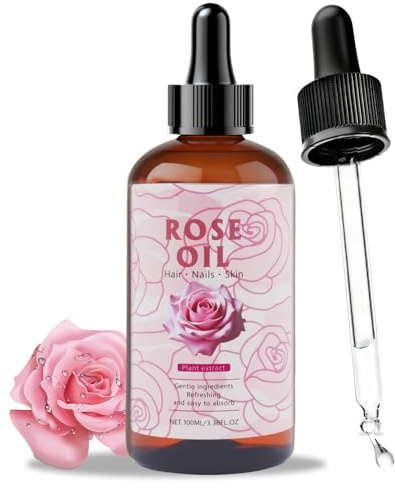 100 ml Olio Essenziale Rosa,Olio Di Rosa,Olio di Rosa Mosqueta Puro | Idrata e Nutre, Aromaterapia Naturale, Cura Della Pelle e Dei Capelli, Massaggi, Fai da Te, Bagni e Relax