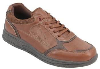 Chums Men's Wide Fit Lace Up Trainers, Comfortable & Slip Resistant G Fit with Cushioned Ankle Support Brown 11