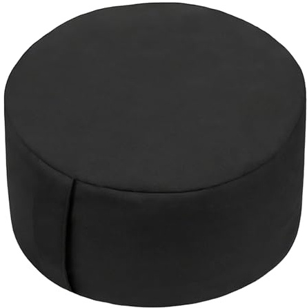 Relaxdays Meditationskissen, Yoga & Achtsamkeit, Bodenkissen, Bezug abnehmbar, HD: 13 x 33 cm, Zafu, Baumwolle, schwarz