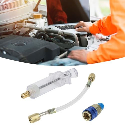 Opatiny Injecteur d'huile et de teinture pour systèmes de climatisation R134a - 6,35 mm SAE Low Side Quick Connect - Compatible avec les outils de climatisation et de climatisation de voiture - Bleu