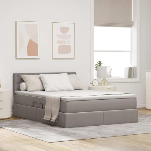 Amorsee Boxspringbett 140 x 200 cm mit Bettkasten - Bett Matratze,Topper & Kopfteil - Polsterbett 140 x 200 cm mit Matratze - Bett mit Matratze und Lattenrost Taupe Type-3#1