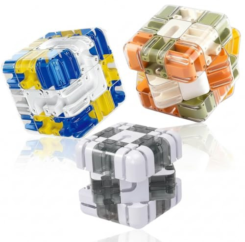 3 Stück 3D Labyrinth Kugel Komplexes Puzzle Mit Rollenden Kugeln, Large Labyrinths 3D Puzzl Maze Cube, Interaktives Ball Labyrinths Denkspiel Für Kinder Geburtstage Und Gehirntraining -Würfel(A+B+C)