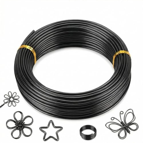 jwtyu 60m Filo Alluminio 1mm Filo di Ferro Modellabile Nero
