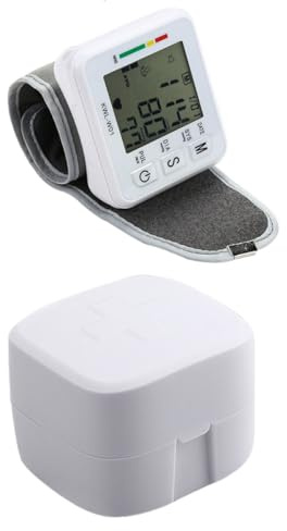 Handgelenk Blutdruckmessgerät mit LCD Anzeige, Automatisch | Schlafmodus und Automatische Druckregelung, ABS Gehäuse, für Senioren, Weißes Design