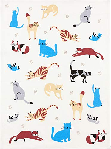 KRACHT, Halbleinen Geschirrtuch, Druckmotiv Katzenpfoten, 50/70 cm