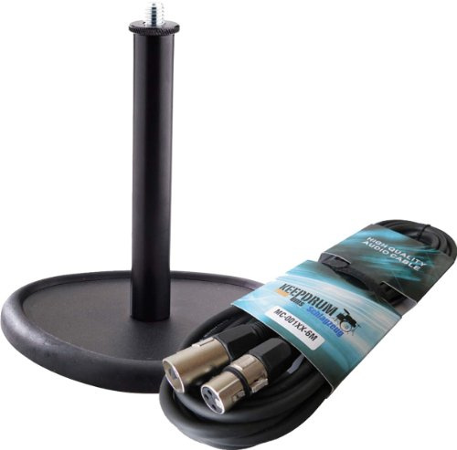 K&M 23230 Tischstativ für Mikrofon + keepdrum Mikrofonkabel 6m