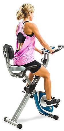 XTERRA Fitness Folding Exercise Bike, 225 LB Weight Capacity, Cordless, Battery Powered with Solid X-Frame Folding Design, Padded Seat and Handlebars, Adjustable Foot Straps, 8 Levels of Resistance