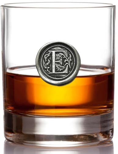 English Pewter Company 11oz Whisky Glass Tumbler with Monogram Initial - Personalised Gift with Your Choice of Initial (E) [MON105]