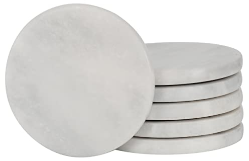 Radicaln Marble Coasters for Drinks Warming Coffee 3.5 Inches Set of 6 White Handmade Star Coaster Plates for Mug Glass Drinks - Caddy Kitchen Cup Pad Coaster Sets