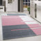 HomebyHome Teppich Wohnzimmer 80x150 cm Läufer Flur Rosa Kariert Konturschnitt Design - Schlafzimmer Teppich Kurzflor Extra Weich Pflegeleicht Teppiche für Küche Esszimmer - Carpet Living Room