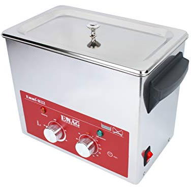 EMAG Ultraschallreiniger H22 – Edelstahlgerät 2,2L – 45kHz, Heizung & Timer – Profi Ultraschallgerät für Schmuck, Brillen, Zahnersatz, Labor, Dental, Werkstatt