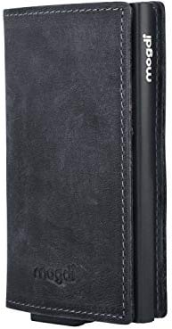 mogdi Nano Black Premium Herren Portmonee RFID Schutz Kartenetui Business Geldbörse feinstes A++ Echtleder Wallet Geldbeutel (schwarz)