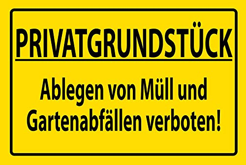 Schatzmix Warnschild Privatgrundstück Müll Metallschild Wanddeko 20x30 cm tin Sign Blechschild, Blech, Mehrfarbig