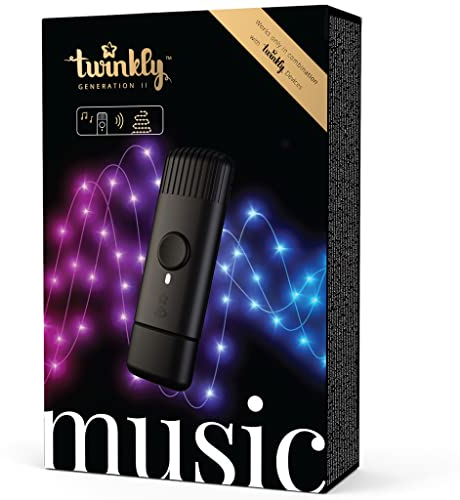 Twinkly Music, Sensore Sonoro per Luci LED, Sensore Bluetooth e Wi-Fi per Sincronizzare con la Musica e Luci Intelligenti via App, Alimentazione USB, Nero