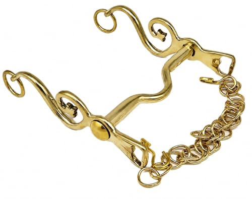 Kandare Spanisch Barock Portugisisch Show 12,5 13,5 14,5 15,5 16,5 Gold oder Silber Farben Tysons incl. Kinnkette (12,5, Goldfarben)