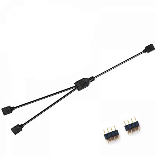 NMD&LR Computer Motherboard Extension Cable, RGB Interface Extension Cable, 12V RGB 4-PIN / 5V ARGB 3-PIN 1-4/1-5 Connector Hub (12V-4PIN-1TO2)
