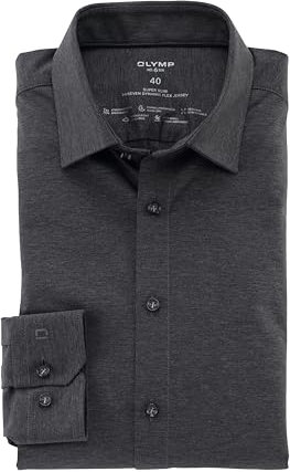 OLYMP Herren Businesshemd Langarm No.Six.24.Seven,Single Jersey,super Slim,Urban Kent,anthrazit 67,42