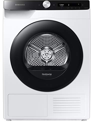 Samsung Asciugatrice Ai Control con Optimal Dry sensor DV90T5240AE/S3, 9 Kg, Pompa di Calore, Classe A+++, Wifi, Oblò reversibile,Carica Frontale, 60l x 85h x 60p cm