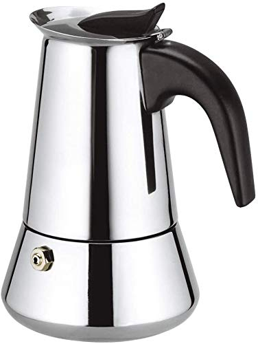 Cafetière en acier inoxydable 9 tasses, espresso en acier inoxydable, peut être utilisée dans tous les types de cuisine, cafetière classique, argent (PLATA-9T)