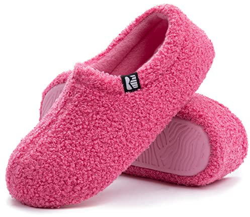 RockDove Pantofola da Donna in Pile Teddy con Schiena Chiusa per Interni, 40/41 EU, Rosa acceso