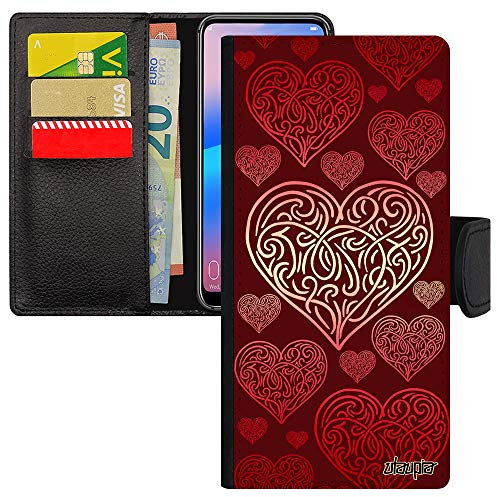 Coque Galaxy A12 Rabat cœur Image Pas Cher Rouge Smartphone Romantique Love Cupidon Case magnetique Portable Telephone Amour pour Samsung