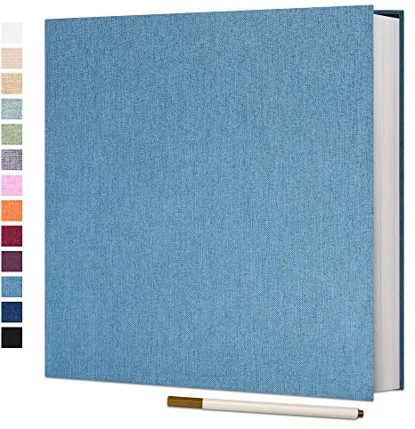 Vienrose Fotoalbum Selbstklebend, 10 x 15 Einkleben und zum Selbstgestalten Groß Leinen Photoalbum mit 60 weißen Seiten, Hochzeit Jahrestag Geburtstag Geschenke, 33x32cm, mit Metallic-Stift
