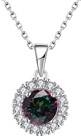 JO WISDOM Damen Kette Silber 925 Halskette Anhänger mit 3A Zirkonia Regenbogenmystiker Topaz Farbe,Schmuck für Mutter Tochter Frauen Mädchen