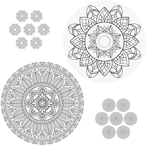 Platzmatten Mandala 8er Set | 4 Pastellfarben Schwarz Weiß rund | Tischset Tischauflage Tellerunterlage (1 x 8er Set Tischset Mandala rund s/w)