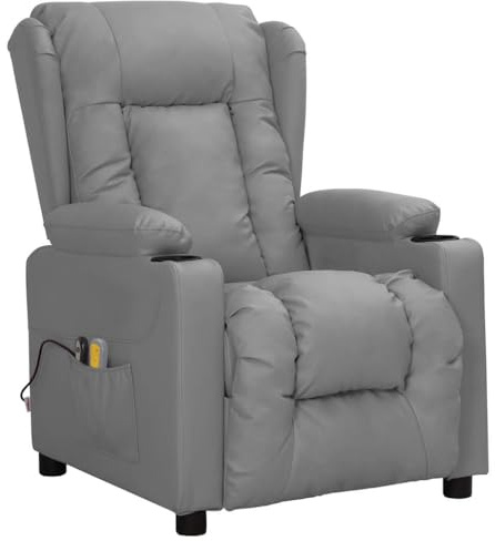 vidaXL Massagesessel Elektrisch Grau Kunstleder