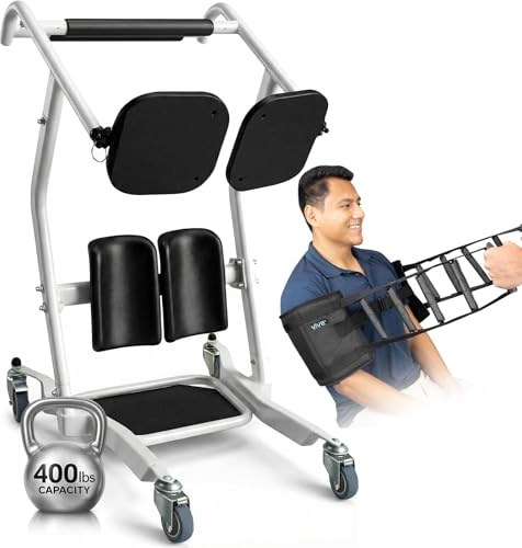 Vive Sit to Stand Lift & Transfer Sling - Elderly Stand Assist Transport Unit Wheelchair Device for Home Care Use, Disability Aid Product for Adults (Sit to Stand Lift + Transfer Sling)