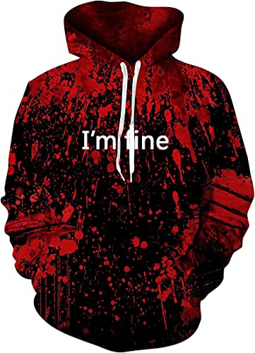 OLIPHEE Mens Hoodies Full 3D Printed Graphic Sweatshirt Athletic Breathable Fashion Pullover with Pockets