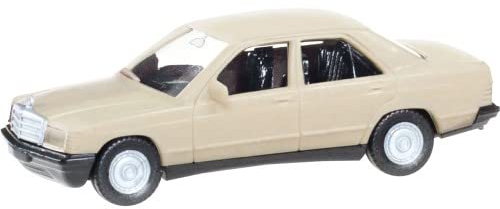 Herpa Modellbausatz Auto Mercedes-Benz 190 E, Minikit originalgetreu im Maßstab 1:87, Auto Modell für Diorama, Modellauto Sammlerstück, Deko Automodelle aus Kunststoff, Farbe: taigabeige
