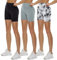 TNNZEET 3er Pack Radlerhose Damen High Waist Sommer Shorts Blickdicht Kurze Sporthose Leggings Hotpants Unter Kleider für Sport Yoga(Schwarz/Hellgrau/Weiße Tie-Dye, L-XL)