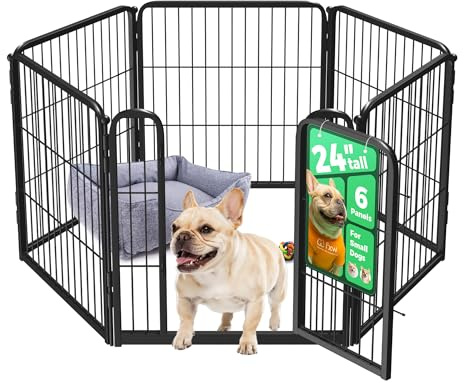 FXW Homeplus Unleashed Indoor Dog Playpen - Stress-Free and Safe Play, Heavy Duty 24 Inch 6 Panels Dog Pen for Puppy and Small Dogs, Black│Patented