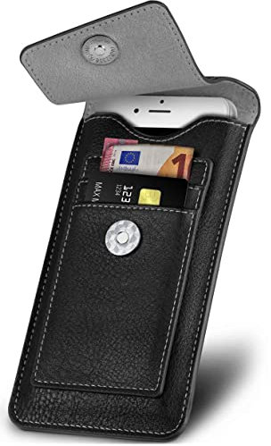 ONEFLOW Zeal Case kompatibel mit HTC One S Hülle mit Kartenfach 360 Grad Rundum-Schutz Gürteltasche, Vegan Leder Sleeve Handyhülle Gürtel-Clip Halterung - Schwarz