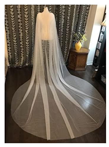 TIYRUS Einfarbiger Hochzeitsumhang Schleier Braut Schulter Schleier Tüll Langer Umhang Schal (Farbe: Champagner, Größe: 200 cm)