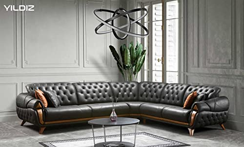 JV Möbel Wohnzimmer Leder Schwarz Sofa Sofas L-Form Sitz Farbe Ecksofa Couch Polstermöbel