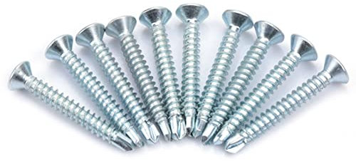 vis autoforeuse 4.8x50 metal Qiilu vis pour metal autoforeuse 40mm M4 2 Vis à Tête Plate 50 Pcs M4.2 Tête Plate Auto-perceuse Vis Autotaraudeuses Ensemble de Vis à Queue de Forage (M4.2 * 38(50PCS))