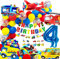 iZoeL Geburtstagsdeko Jungen 4 Jahr Folienballon Kindergeburtstag Deko Feuerwehrfahrzeuge Truck Happy Birthday Banner Girlande Cars Motorrad Luftballons Tortendeko 32pcs Ballons Kindergeburtstag Party