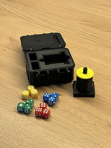 Schockbesteck Set mit Box + Würfel + Becher - Knobelbesteck Schocken Knobeln (Gelb, Schockbesteck to go)