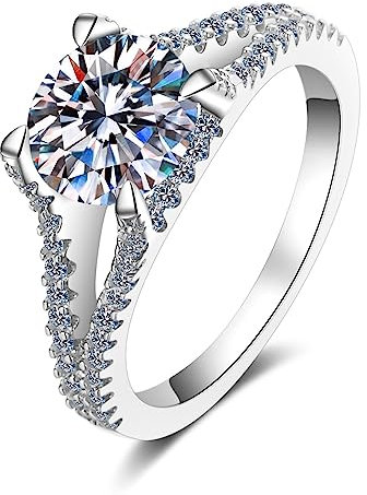 925er Sterling Silber Ring Silber, Hohlrund Engagement Ring Weiß Zirkonia Ring Trauring Ehering Verlobung Hochzeit Geschenk Größe 45 (14.3)