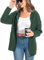 shineflow Mittellange Cardigan mit Kapuze,Strickjacke Damen Zopfmuster Oversized Grobstrick, Einfarbige Pullover,Cardigan mit Fronttaschen und Reißverschluss (Dunkelgrün,XL)