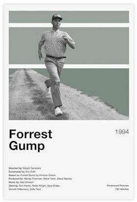 EYEZER Filmposter Forrest Gump auf Leinwand, Schlafzimmer, Dekoration, Sport, Landschaft, Büro, Raumdekoration, Geschenk, ungerahmt, 20 x 30 cm