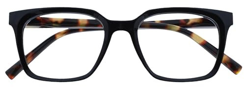 OPULIZE KOI Lesebrille - Große Rechteckige Brillenfassung - Schwarz - Sehhilfe für Damen, Herren - Federscharniere - R50-1 - +2.00