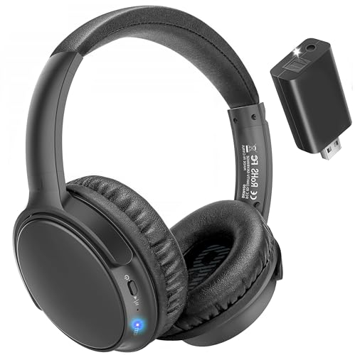 makemate Auriculares para TV Auriculares inalámbricos para TV BKM400 con transmisor Bluetooth USB, Alcance 50 m, Plug & Play, Sonido nítido, hasta 20 Horas de duración de la batería