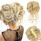 Haarteil Mit Gummiband,Groß Dutt Haarteil Gelockt Haargummi Haaren Hochsteckfrisuren Haarverlängerung Messy Bun Haarteile with Braids, Brautfrisuren Voluminös Gelockt Unordentlich Dutt, 45g, Blond