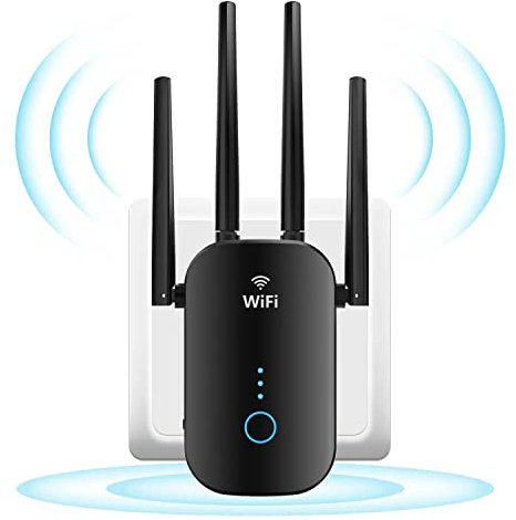 Nuova Ripetitore WiFi Potente 1200Mbps 5GHz&2.4GH Dual Band WiFi Extender Supporta Modalità Ripetitore/Router/AP, Amplificatore WiF con Porta LAN/WAN, WPS, LED Intelligente, Nero